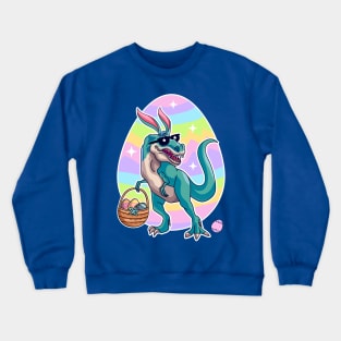 T Rex Easter Bunny With Eggs Basket Funny Dinosaur Boys Kids Crewneck Sweatshirt